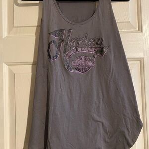 Harley-Davidson Gray Tank Top with Purple Logo